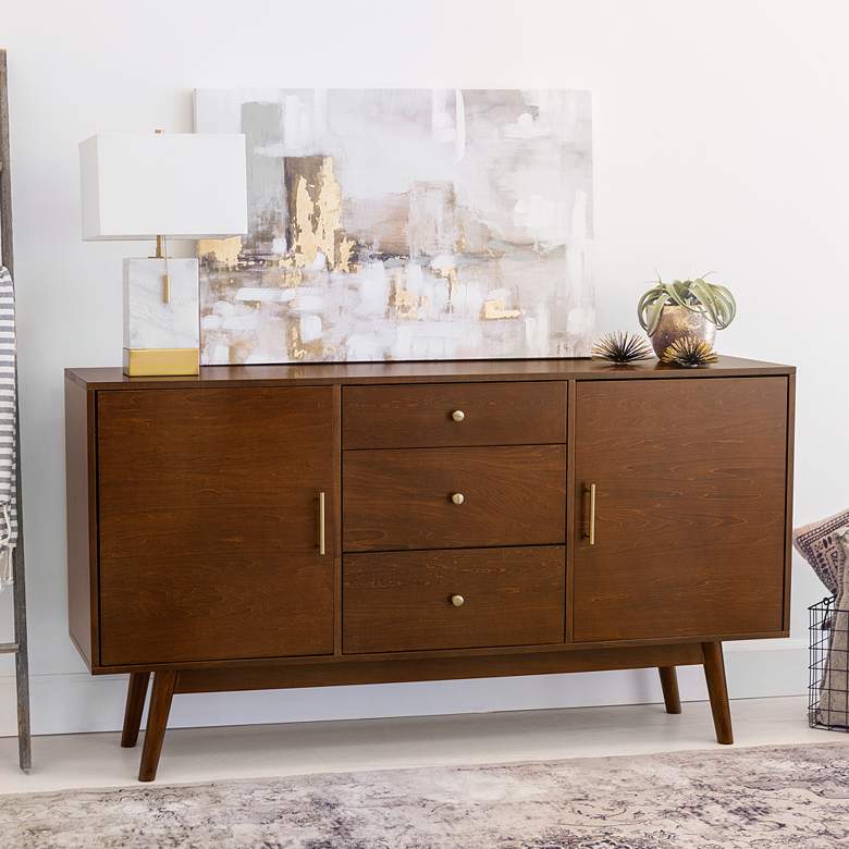 Image 1 Brynn 60" Wide Walnut Wood 2-Door TV Stand