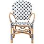 Bryson Blue and White Woven Rattan French Bistro Chair