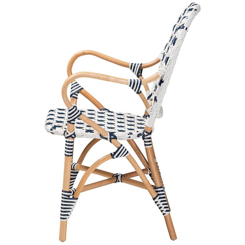 Image 4 Bryson Blue and White Woven Rattan French Bistro Chair more views
