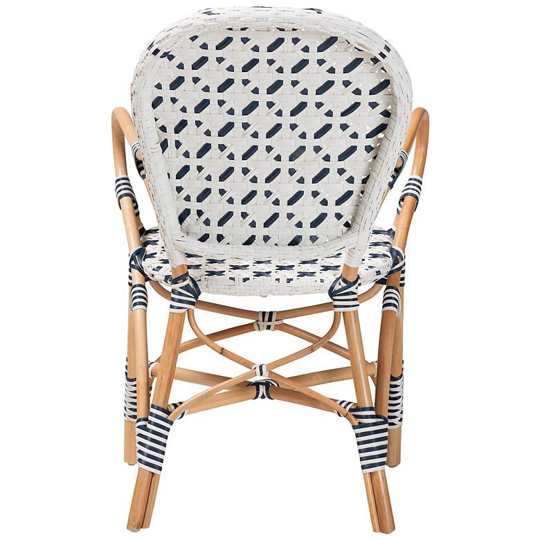 Image 5 Bryson Blue and White Woven Rattan French Bistro Chair more views
