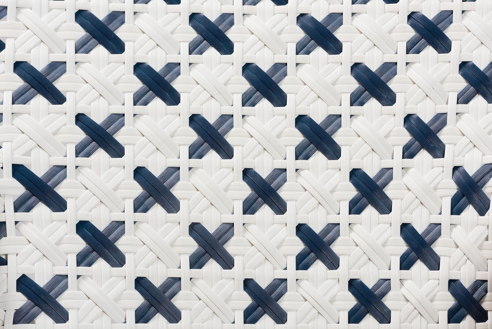 Bryson Blue and White Woven Rattan French Bistro Chair