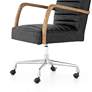 Bryson Mid-Century Smoke Leather and Oak Swivel Desk Chair