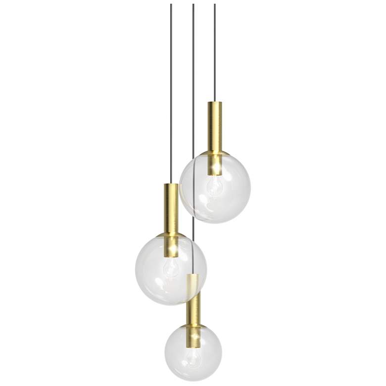 Image 1 Bubbles 20" 3 Light Satin Brass Chandelier
