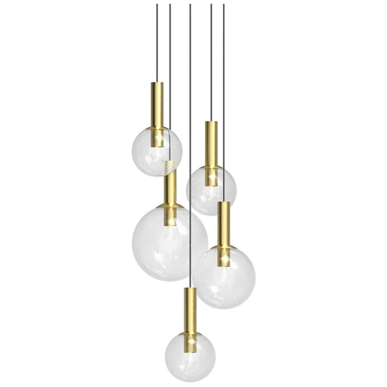 Image 1 Bubbles 26" 5 Light Satin Brass Chandelier