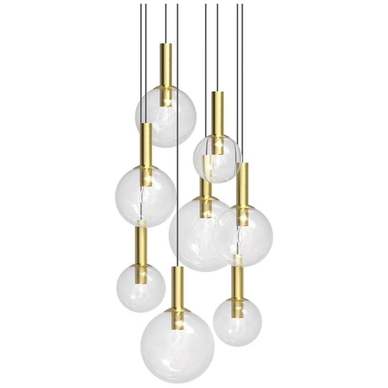 Image 1 Bubbles 29" 8 Light Satin Brass Chandelier