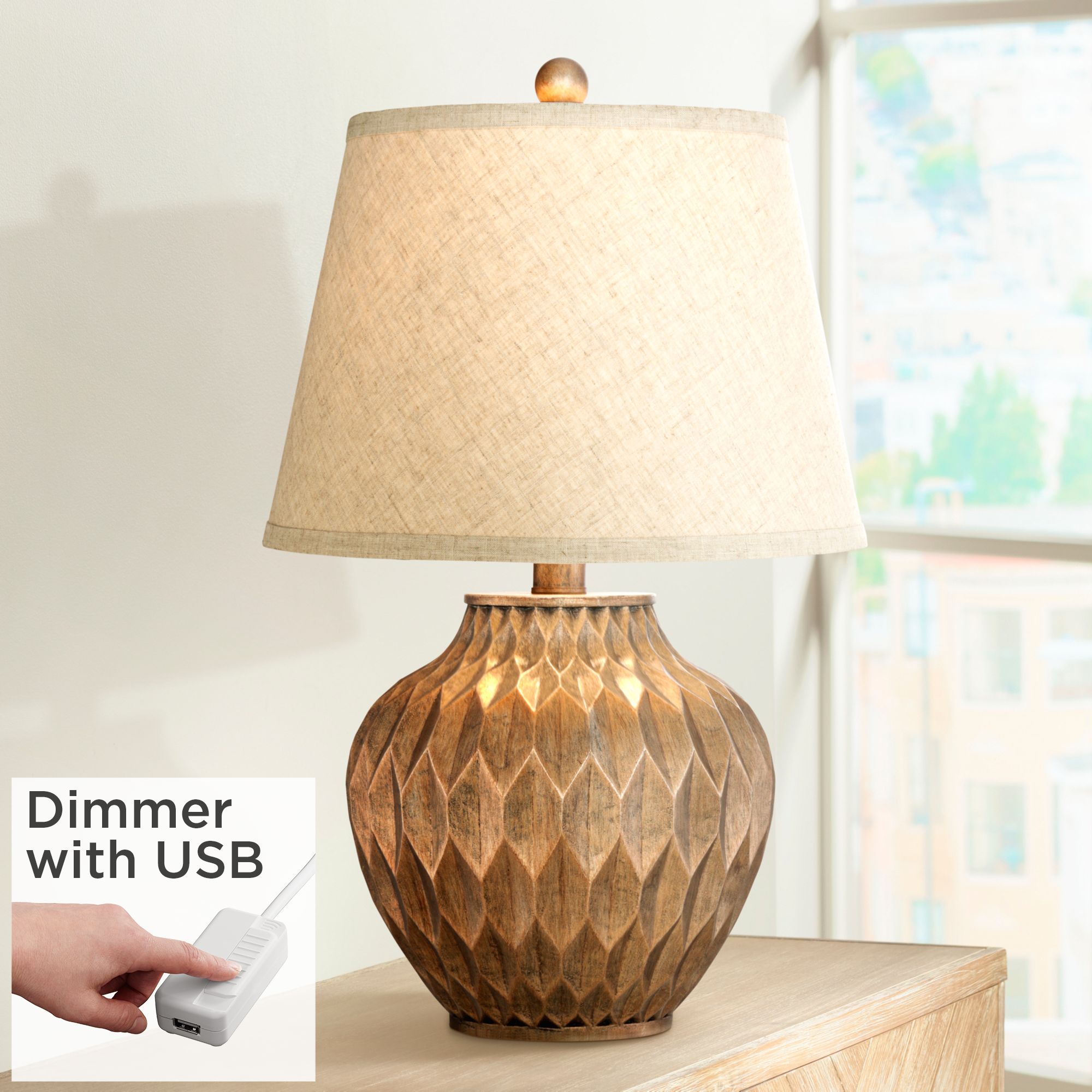 Buckhead Bronze 22" High Accent Urn Table Lamp With USB Dimmer - #460M0 ...