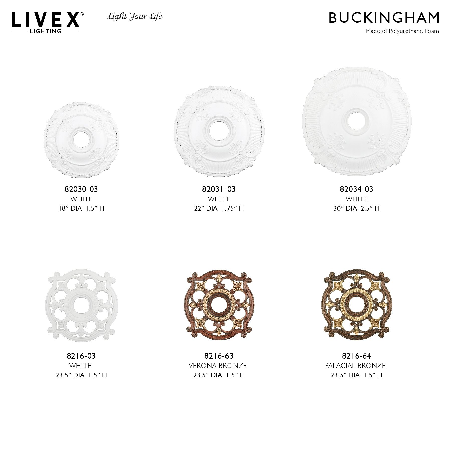 Buckingham 23.5-in x 23.5-in Verona Bronze Polyurethane Ceiling Medallion