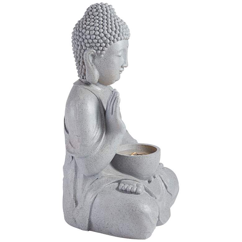 Image 6 Buddha 18 1/2 inch High Gray Faux Stone Bubbler Fountain with LED Light more views
