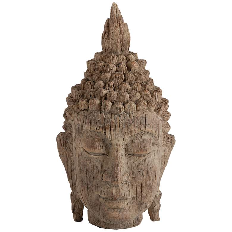Image 1 Buddha Head 12" high Antiqued Brown Statue