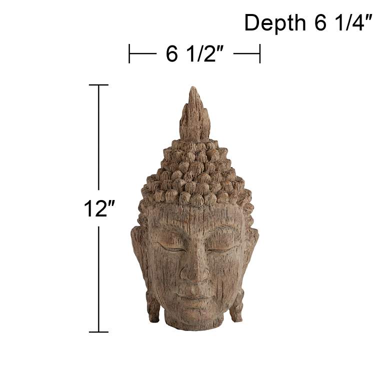 Buddha Head 12&quot; high Antiqued Brown Statue more views