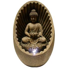 Image1 of Buddha Sunburst 11"H Tabletop Zen Fountain with LED Light