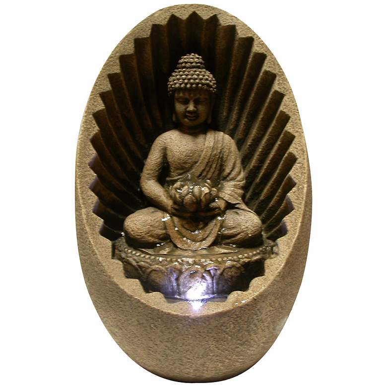 Image 1 Buddha Sunburst 11 inchH Tabletop Zen Fountain with LED Light