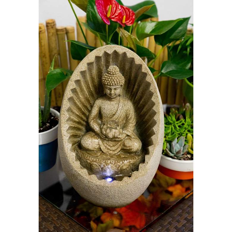 Image 5 Buddha Sunburst 11 inchH Tabletop Zen Fountain with LED Light more views