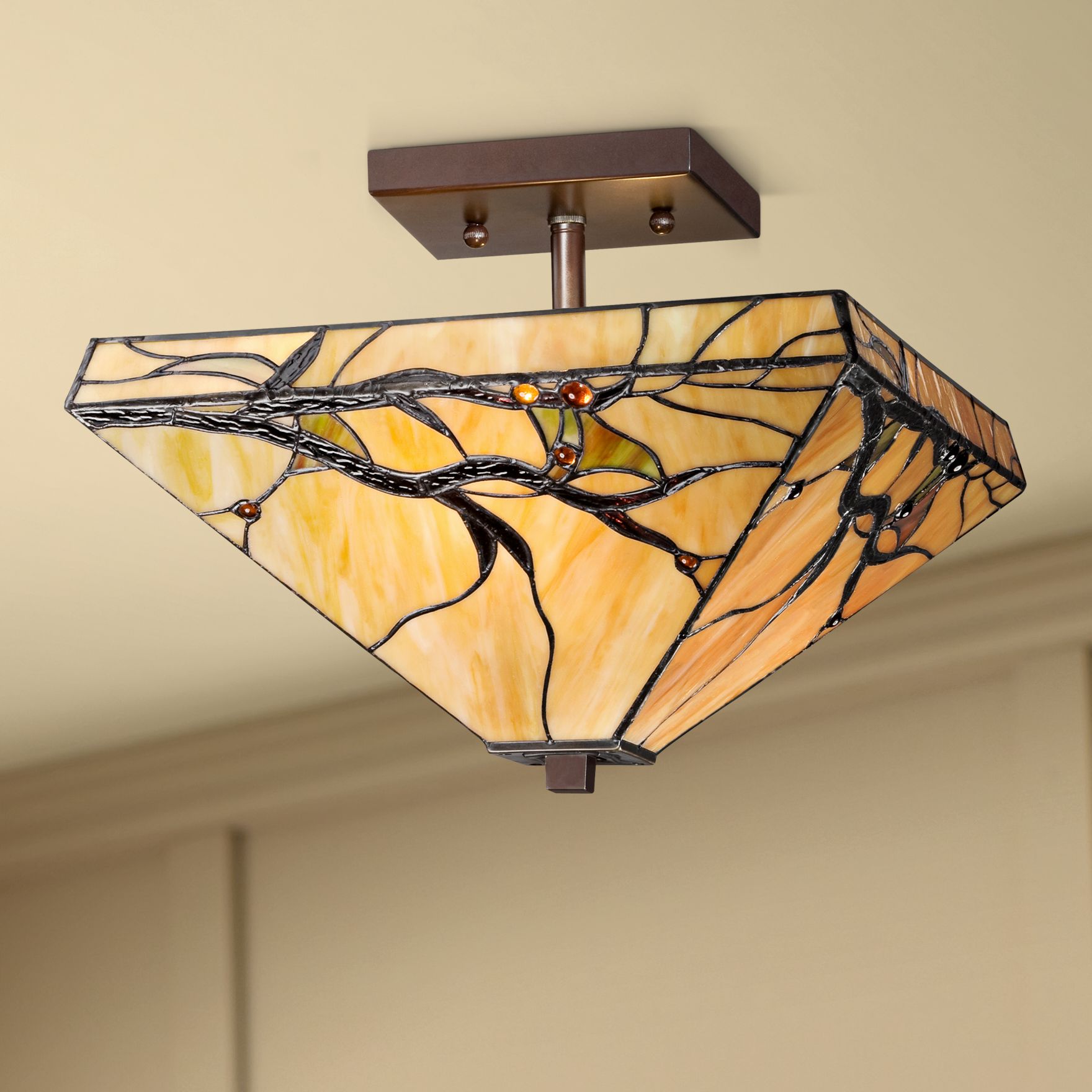 tiffany style semi flush ceiling lights