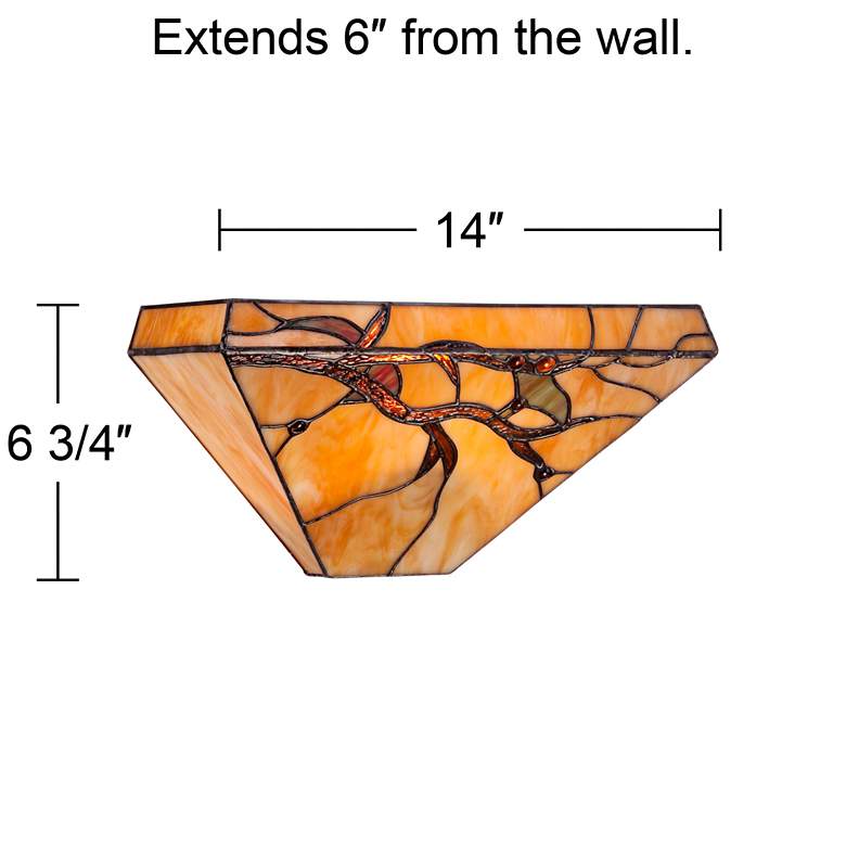 Image 7 Budding Branch 14" Wide Tiffany-Style Glass Wall Sconce Set of 2 more views