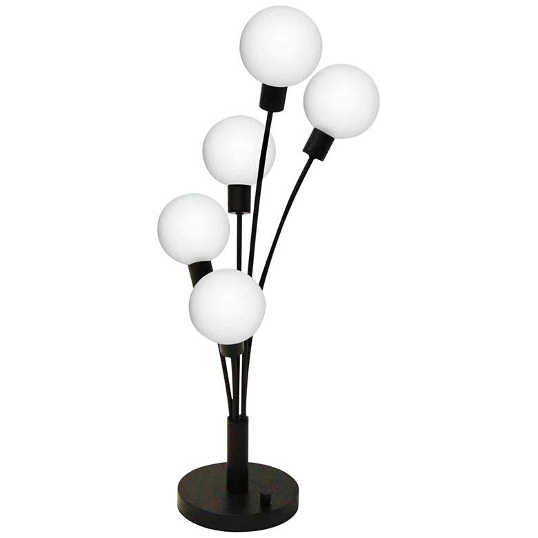 Image 1 Budding Branch Black 5-Light Table Lamp with White Shade