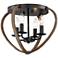 Budding Bulb 16" Wide Bronze-Wood Finish Cage Ceiling Light