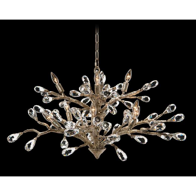 Image 1 Budding Crystal 39 inch Wide Antique Silver 10-Light Chandelier