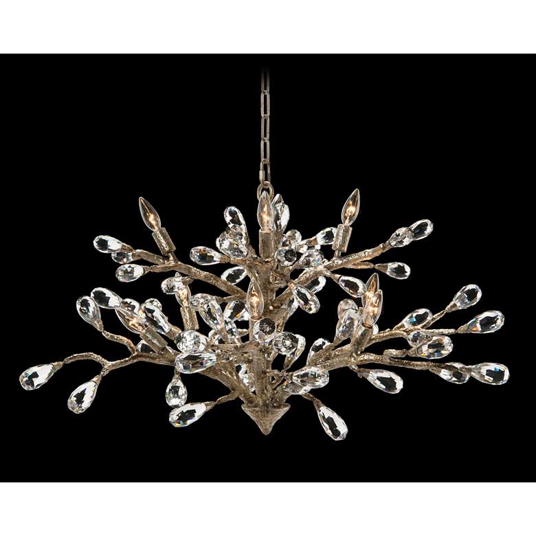 Image 1 Budding Crystal 39" Wide Antique Silver 10-Light Chandelier