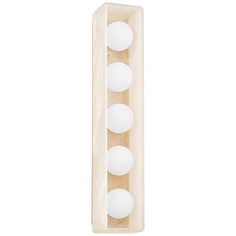 Image 1 Budnick 24 1/2 inch Wide Alabaster Shell 5-Light LED Bath Light