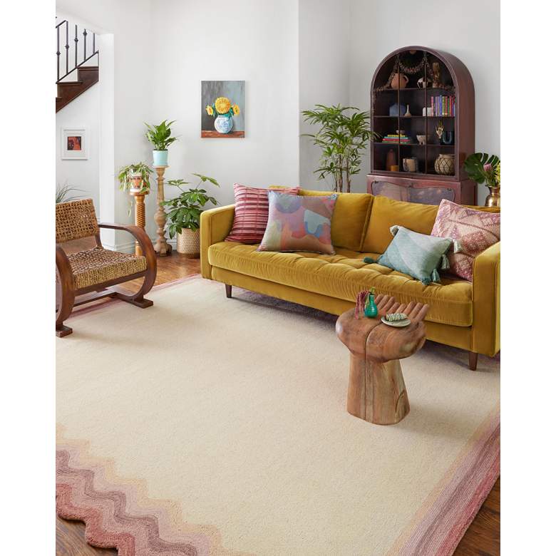 Image 1 Buena Onda BUE-01 5'x7'6" Ivory Rose Scallop Trim Area Rug