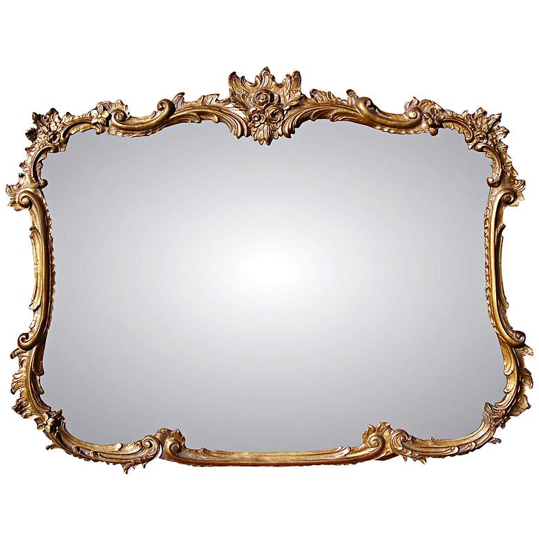 Image 1 Buffet 44" Wide Antique Gold Rectangular Wall Mirror