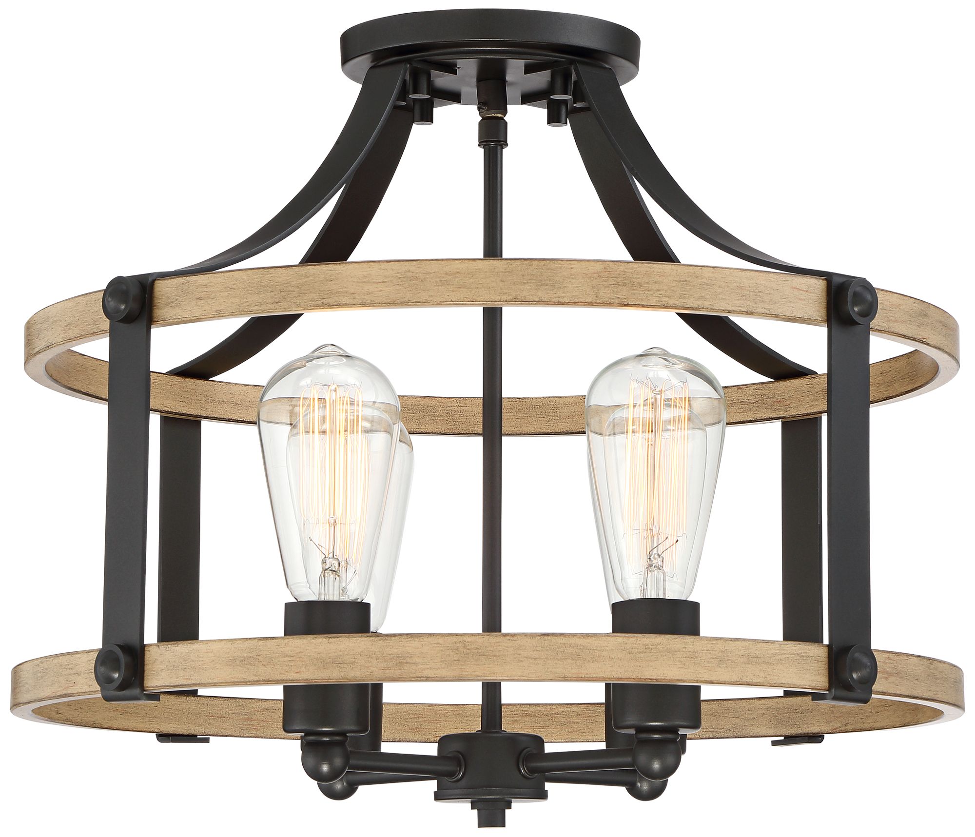 wood and metal semi flush mount light