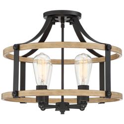 Buford 18&quot; Wide Wood and Metal 4-Light Ceiling Light