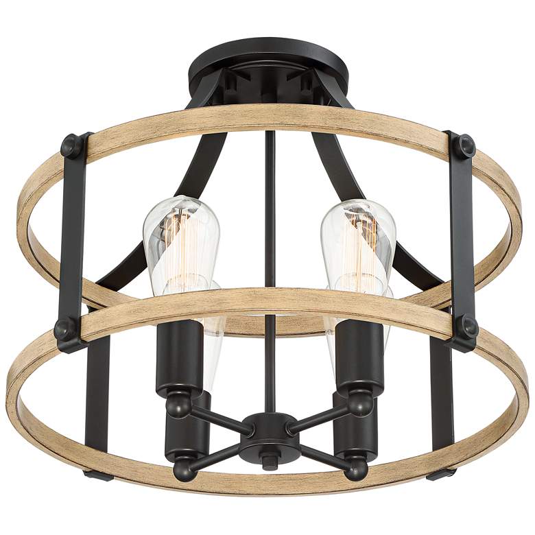 Image 5 Buford 18 inch Wide Wood and Metal 4-Light Ceiling Light more views