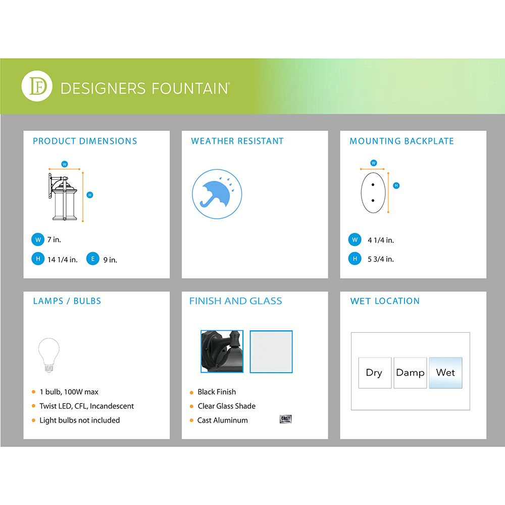 Image 4 Builder 14 1/4" High Bottom-Mount Traditional Black Outdoor Wall Light more views