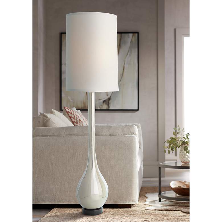 Image 1 Bulb Nickel Metal Vase Floor Lamp