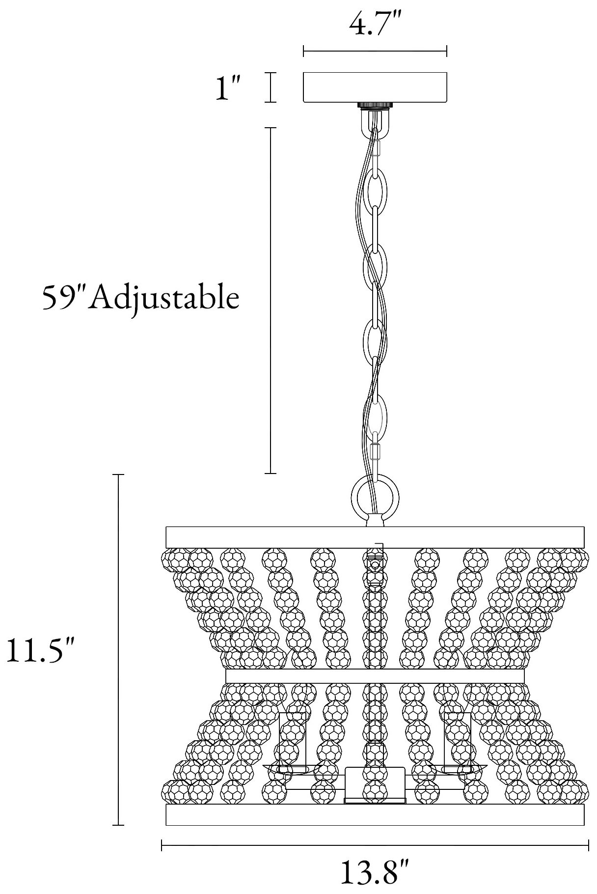 Bulbiferum 3-Light Crystal Beads Chandelier - Made to Order