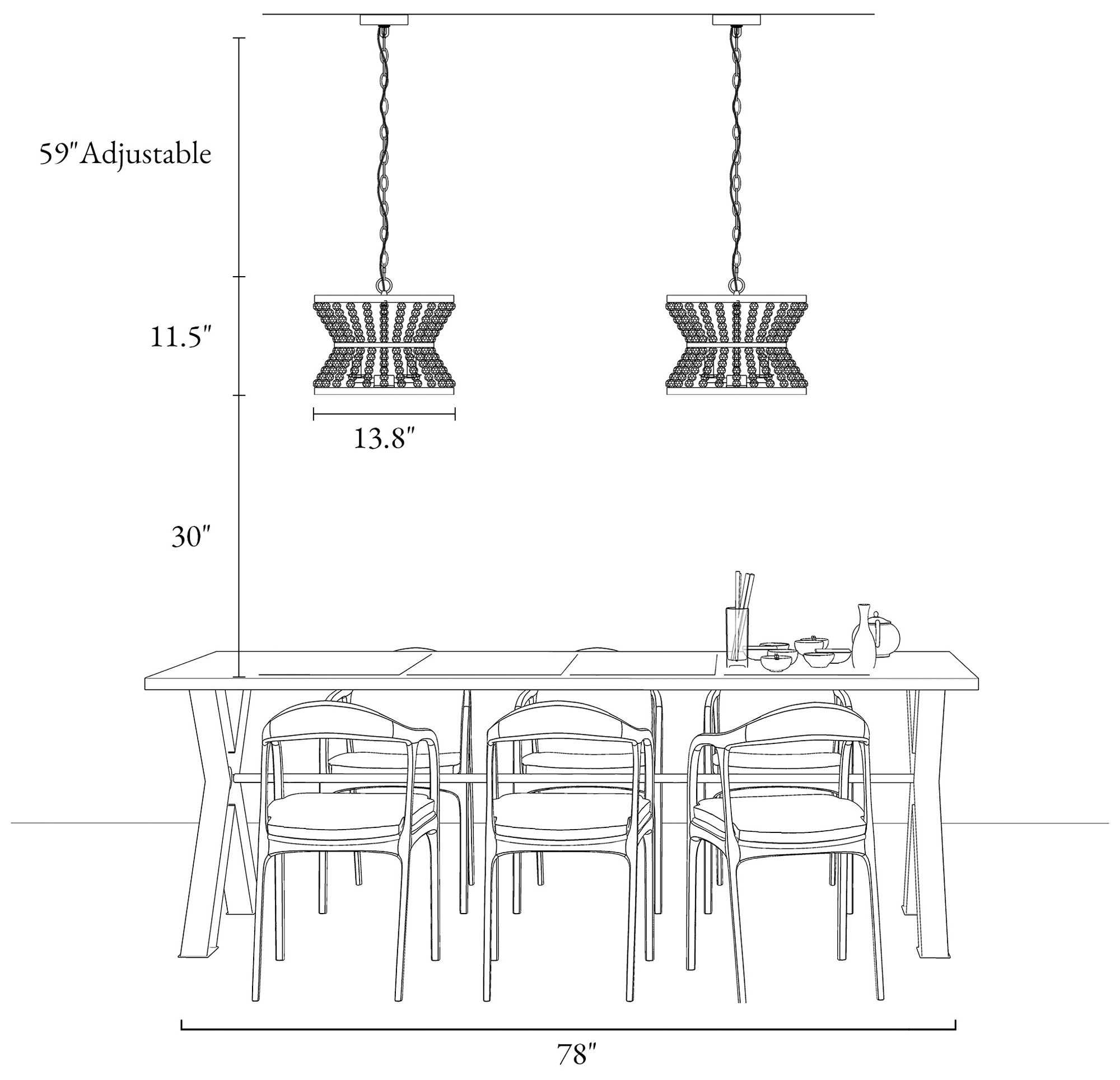 Bulbiferum 3-Light Crystal Beads Chandelier - Made to Order
