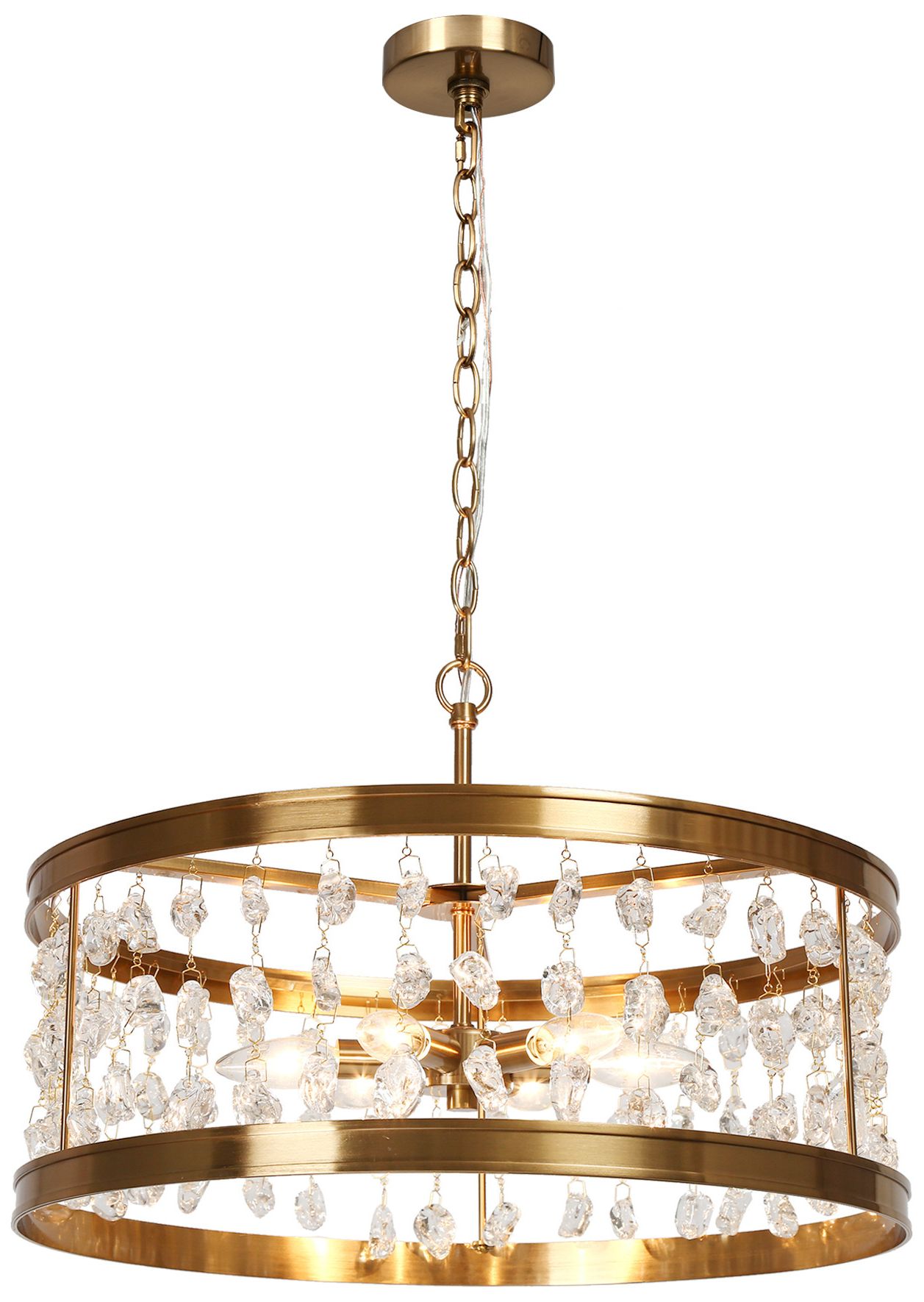 Bulbiferum 6-Light Gold Glass Beads Drum Chandelier - Made to Order