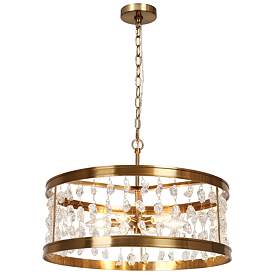 Image1 of Bulbiferum 6-Light Gold Glass Beads Drum Chandelier