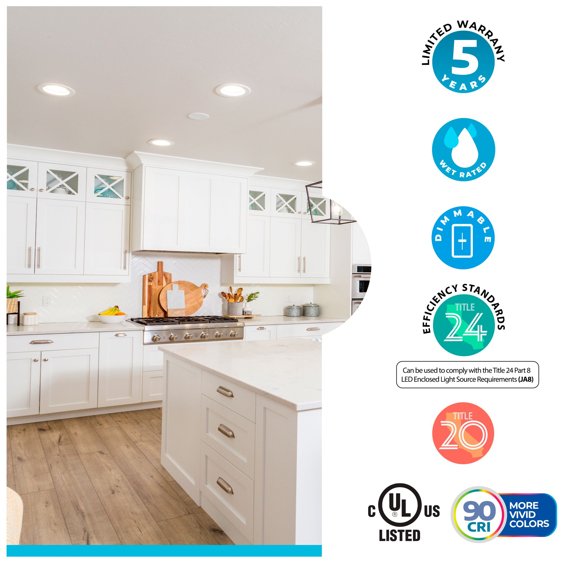 Image 5 Bulbrite LED 4" Downlight Retrofit 4000K Round Dimmable JA8 120V 4PK White more views