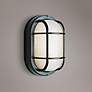 1_Bulkhead 8 1/2" High Nautical Black Oval Grid Outdoor Wall Light