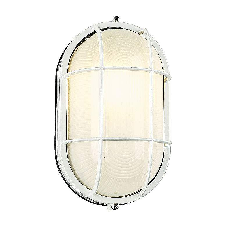 Image 1 Bulkhead Collection 11" High White Oval Outdoor Wall Light