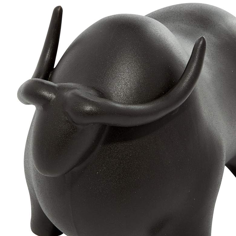 Image 3 Bull 12 1/4 inch Wide Black Ceramic Figurine more views