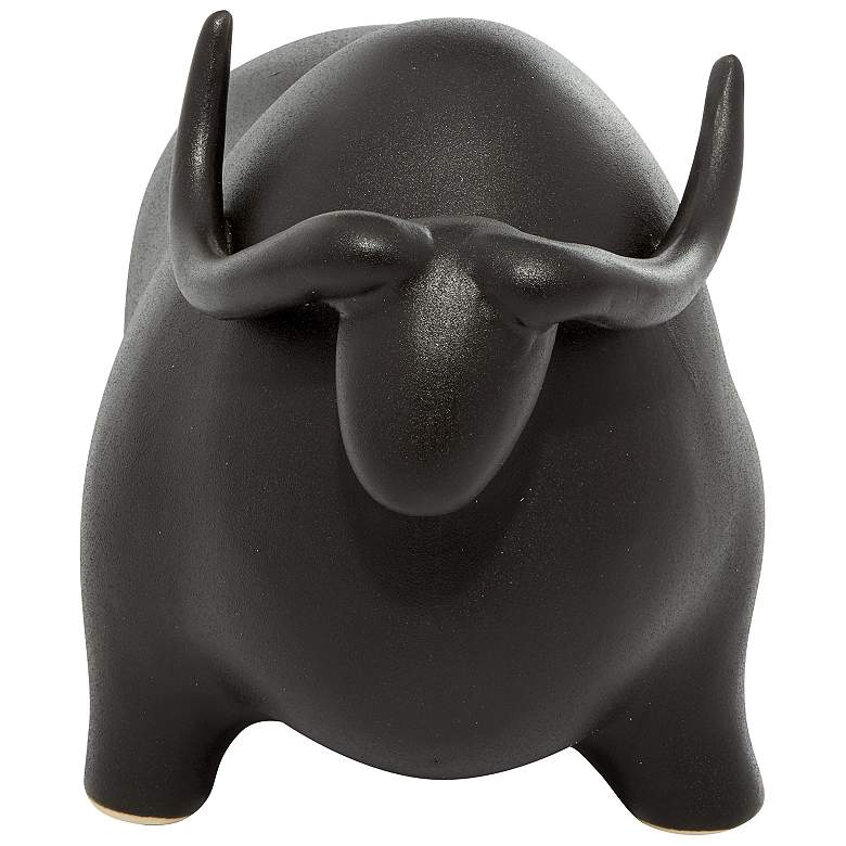 Image 4 Bull 12 1/4 inch Wide Black Ceramic Figurine more views