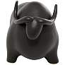 Bull 12 1/4" Wide Black Ceramic Figurine