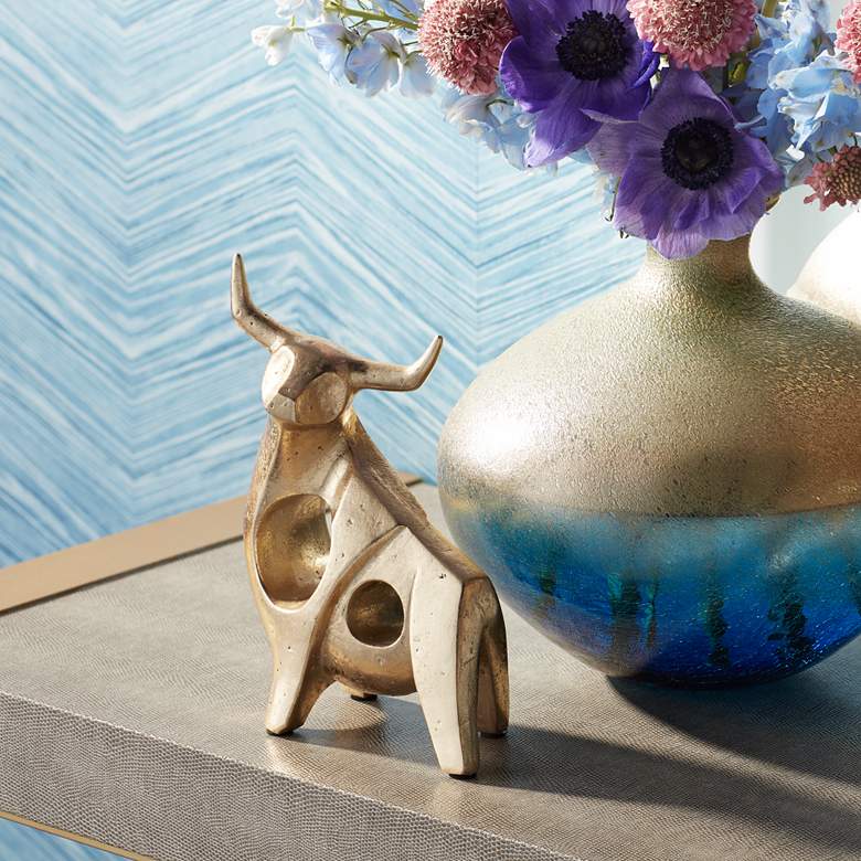 Image 1 Bull 9" High Shiny Gold Statue