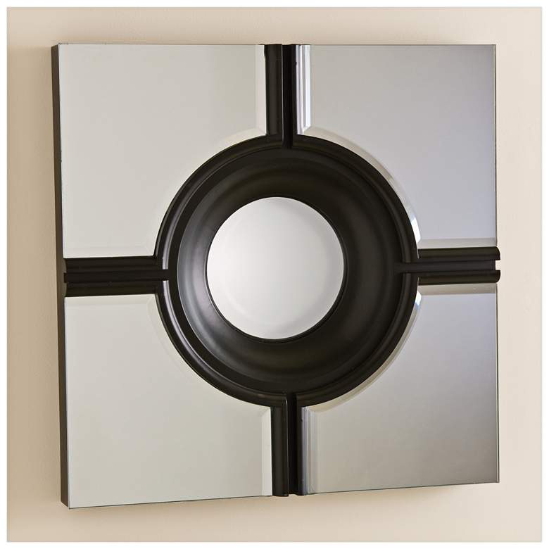 Image 1 Bull's Eye Cross Black 24" Square Wall Mirror