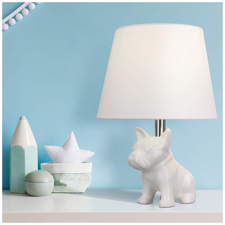 Image 6 Bulldog 19" High White Ceramic Table Lamp more views
