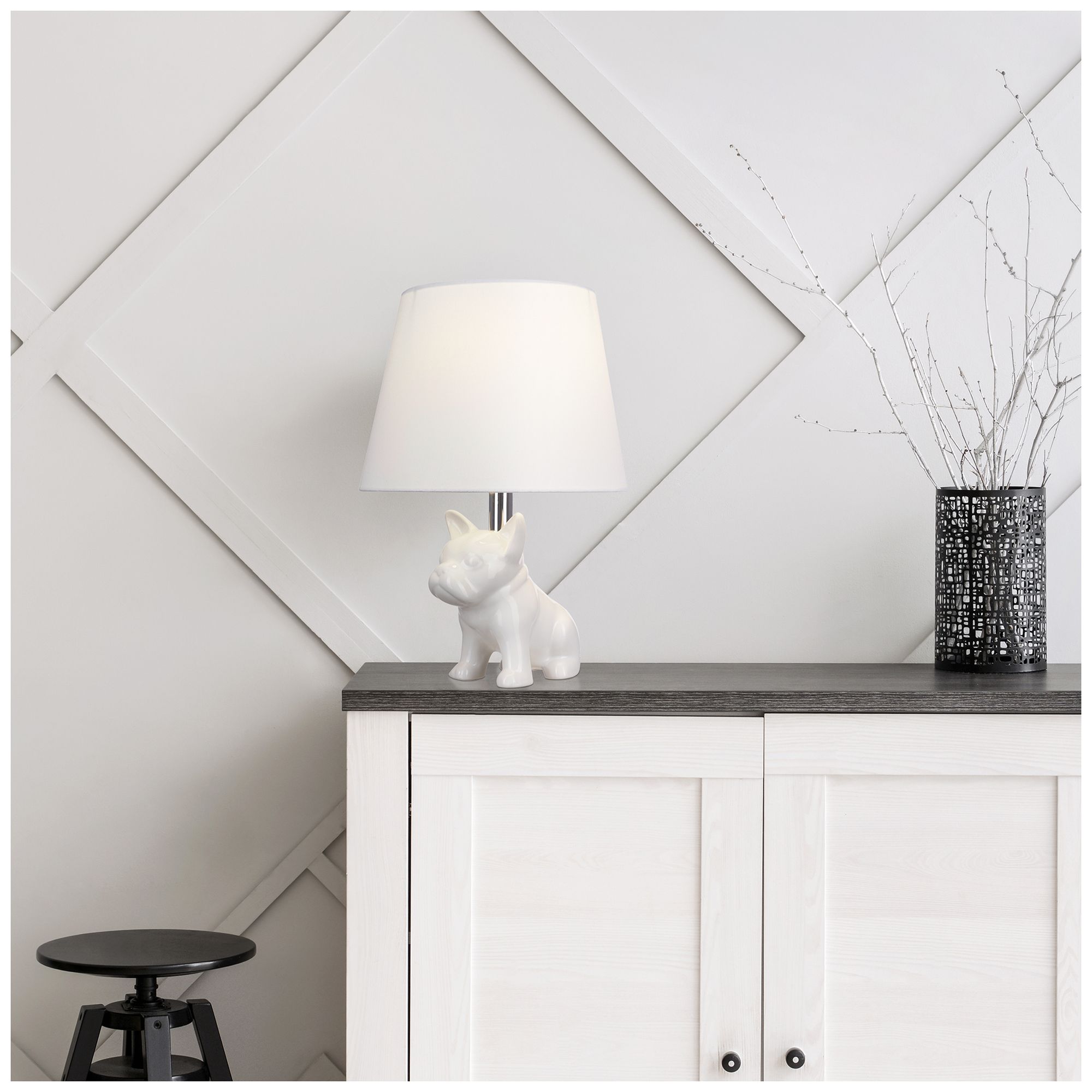 Image 7 Bulldog 19" High White Ceramic Table Lamp more views