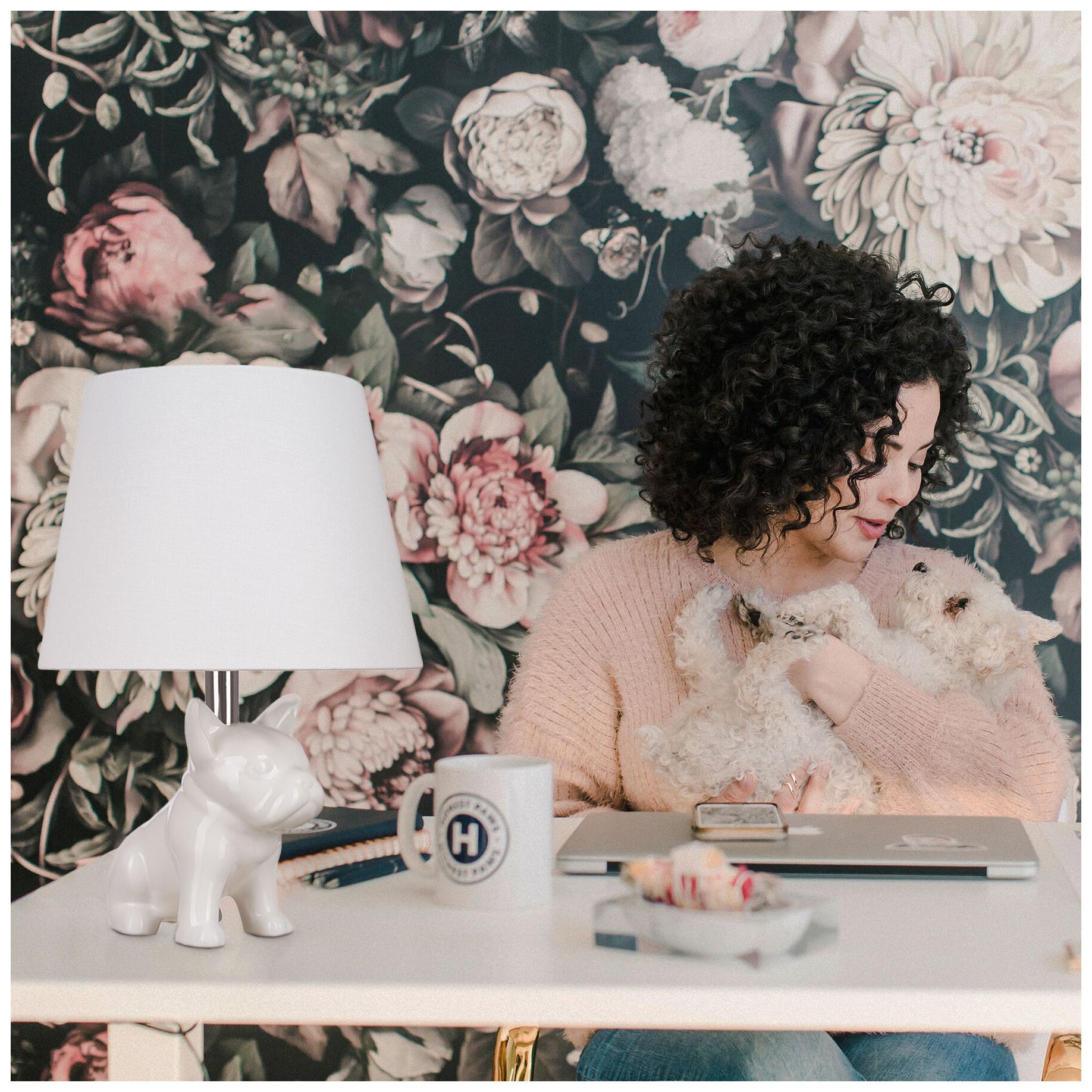 Bulldog 19" High White Ceramic Table Lamp