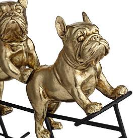 Image2 of Bulldogs on Bicycle 15 3/4" Wide Gold Sculpture more views