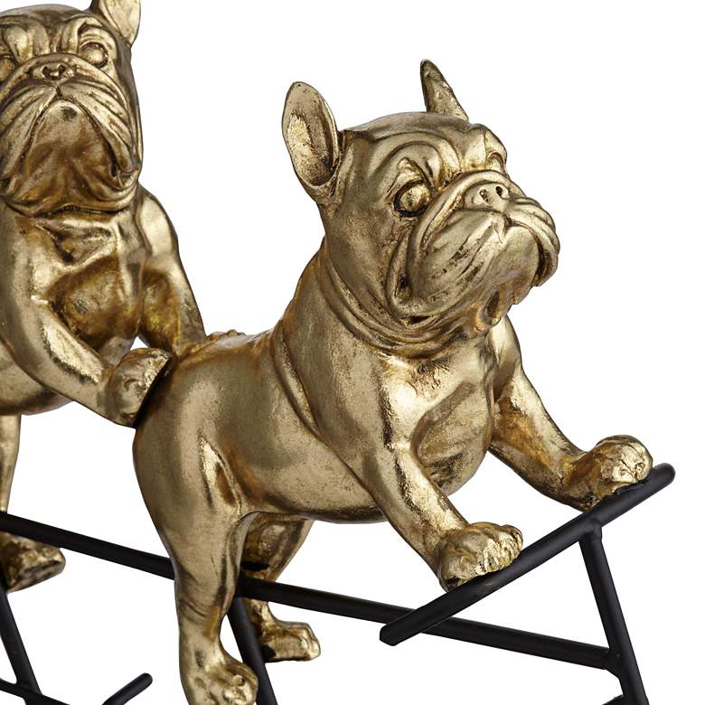 Image 2 Bulldogs on Bicycle 15 3/4" Wide Gold Sculpture more views