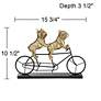 Bulldogs on Bicycle 15 3/4" Wide Gold Sculpture