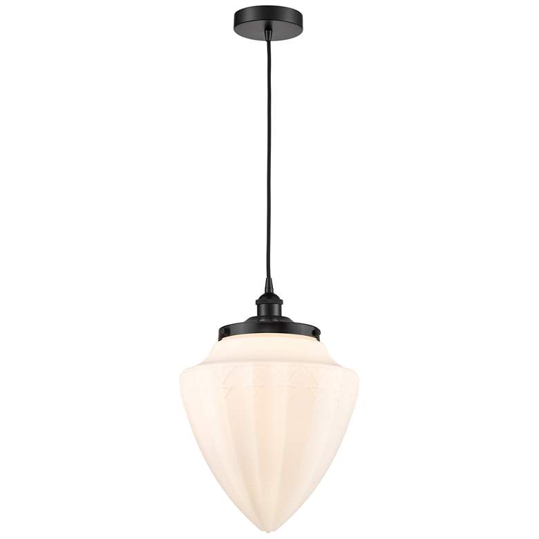 Image 1 Bullet 12" Matte Black Mini Pendant w/ Matte White Shade